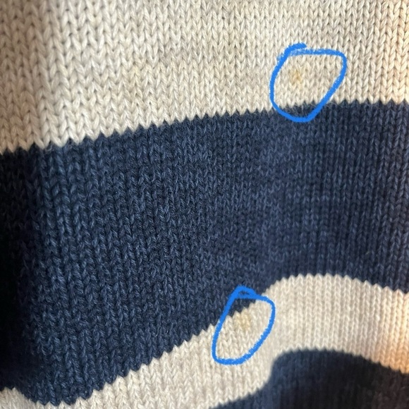 Chaps Navy Cream Preppy Y2K old money Sweater 2 spots review pics carefully Med - Picture 11 of 11
